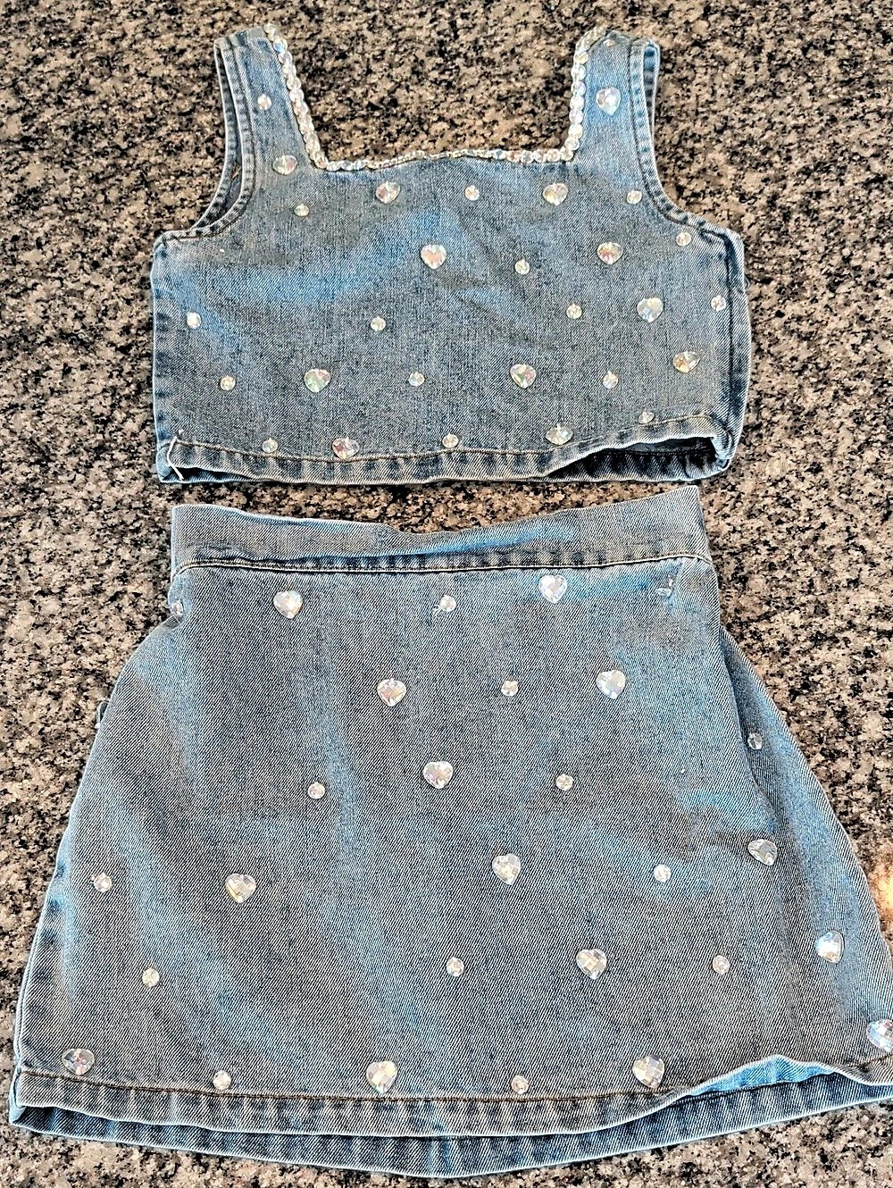 Lola + The Boys Girls Size 8 Denim Rhinestone Set